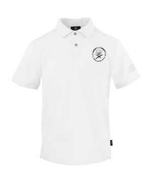 Plein Sport wit poloshirt, 100% katoen, knoopsluiting. Korte mouw, kraag, badges met Plein-merk, witte polo