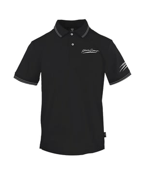 Polo Plein Sport Negro, 100% Algodón, Cierre con Botones. Manga corta, cuello, insignias de la marca Plein, polo negro