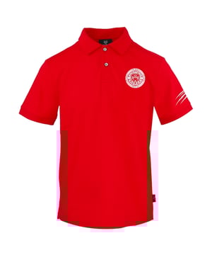 Plein Sport rotes Poloshirt, 100 % Baumwolle, Knopfverschluss. Kurzarm, Kragen, Plein-Markenabzeichen, rotes Polo.