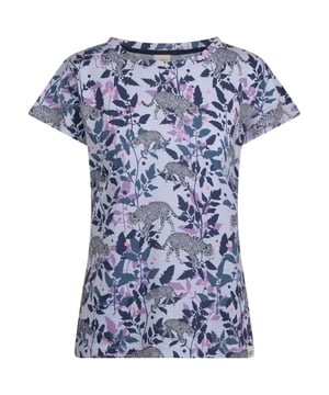 60% Katoen, 40% Polyester. Stof: Gebreide katoenmix, gebreid. Ontwerp: Bloemen, luipaard, bedrukt. Bevestiging: Trek aan de achterkant. Hals: Ronde Hals. Mouwtype: Korte mouwen. Ruggenbinding, logo, tonale stiksels. XXS: 31 in. XS: 32 in. S: 34 in. M: 36 in. L: 38 in. XL: 40 in. XXL: 42 in. 3XL: 44 in.