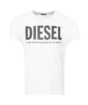 Short Sleeved White T-Shirt, Diesel Branding, Crew Neck Tee, Regular Fit, Fits True To Size, 100% Cotton, White Tee