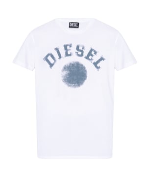 Short Sleeved White T-Shirt, Diesel Branding, Crew Neck Tee, Regular Fit, Fits True To Size, 100% Cotton, White Tee