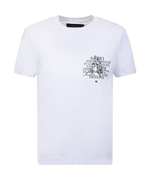 Camiseta blanca de manga corta, marca Amiri, camiseta con cuello redondo, corte estándar, se ajusta a la talla real, 100% algodón, hecho en Italia, camiseta blanca