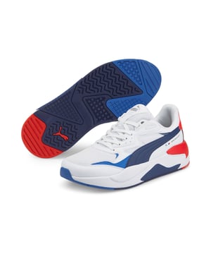 PRODUCT STORY: One of PUMA's most iconic sneaker styles is back...and this time it's all about motorsport. PUMA and BMW M Motorsport have teamed up to create the X-Ray Speed, a shoe that offers fantastic stability and durability thanks to the injection-moulded EVA midsole and rubber outsole. Then there's the synthesis of mesh, suede and synthetic overlays along the tongue and upper, which transform the shoe into an eye-catching textile mosaic. And with a bold colour-block design that match the BMW M Motorsport logo, this is a sneaker that puts the pedal to the metal when it comes to true motorsport style. FEATURES & BENEFITS: CMEVA: PUMA's compression-moulded EVA material for lightweight performance. DETAILS: Low boot construction; Upper and tongue reflect combination of mesh, suede and synthetics; Injected molded EVA midsole disperses weight and provides stability; Rubber outsole for excellent grip; A new motorsport-inspired colour-block twist on an iconic PUMA design.