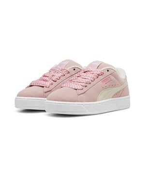 Zapatillas Puma Suede XL Lace para mujer, rosas, fabricadas en ante y suela de goma. Incluyen: parte superior de ante suave, cuello acolchado y cordones anchos.