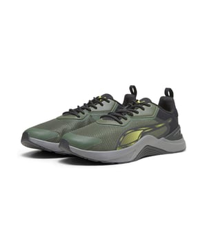 PRODUCT STORY: The all-new Infusion training shoes take inspiration from our renowned Fuse training shoes but tweaks it with a slimmer design language. Like the original Fuse, though, the cushioning is lightweight and responsive, perfect for long days at the gym, and the padded collar ensures your feet are secure for each lift. FEATURES & BENEFITS: PROFOAM: Lightweight EVA designed to cushion your landing and propel your next step; SOFTFOAM+: Step-in comfort sockliner designed to provide soft cushioning thanks to its extra thick heel. DETAILS: Durable eyestays and vamp with overlays; Full-length rubber midsole; TPU heel clip and padded foam collar; TPU heel clip and padded foam collar; PUMA Cat Logo on tongue.