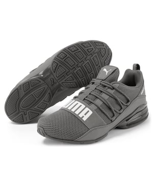 PRODUCT STORY: You train to push your limit. And the CELL Regulate Woven shoes are pushing the limits of comfort and support in running shoes. This fresh update on the CELL Regulate model features a woven textile upper, a TPU shank for hell and midfoot support and motion control, an EVA heel pod for cushioning and shock absorption and a rubber outsole for optimal grip and traction. DETAILS : Woven textile upper with overlay details; TPU shank provides midfoot support and motion control; Dynamic lacing system provides a secure fit and feel; EVA heel pod provides cushioning and shock absorption; Rubber outsole provides grip and traction; Heel pull tab for easy on/off; CAT Logo on tongue tab; PUMA-branded strap across vamp for added support.
