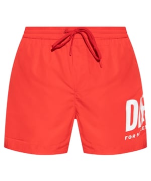 Dieselrode zwemkleding voor heren, 100% polyester, Diesel-merklogo, trekkoorden, rode zwembroek