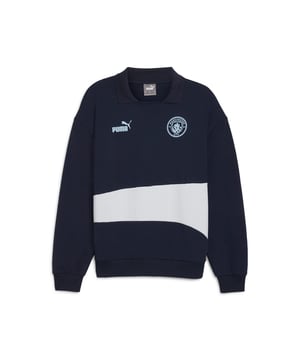 PRODUCT STORY: Express your Cityzens pride in this sharp yet relaxed everyday essential. Designed for an effortless, comfortable fit, this top lets you represent your team wherever you go. FEATURES & BENEFITS: Made with at least 20% recycled cotton. DETAILS: Relaxed fit; 260 gsm, Terry; PUMA branded cutlines; Collar; Long sleeves; Elasticated waistband and cuffs; Official team branding.  Our model is 180 cm tall and is wearing size M UK.