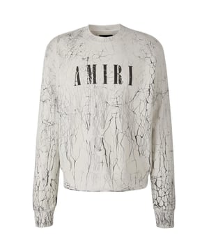 White Amiri Sweatshirt, Regular Fit, Fits True To Size, 100% Cotton, Made in USA, Ribbed Sleeve and Waist Endings, Black Logo, White Jumper, Streetwear