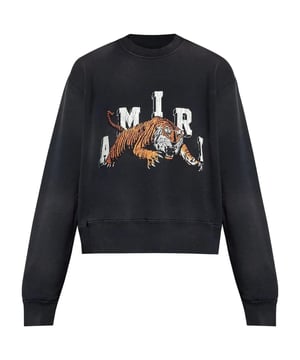Amiri Brand Logo Black Jumper, 100% Cotton, Graphic On Chest, Crew Neck, Long Sleeves, Brand Logo, Made In USA, Elasticated Neck, Sleeve Ends and Bottom