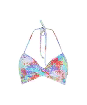 Alles über Farben! Diese Kollektion zeichnet sich durch ihr farbenfrohes Erscheinungsbild aus! Die auffälligen Farben und Muster schaffen einen innovativen Look. Dieser triangelförmige, gepolsterte Bikini-Oberteil ist geformt und hat verstellbare Träger am Hals.