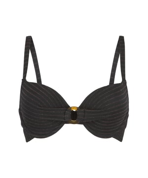 Straal als een zwarte diamant! De zwarte kleur met de glinsterende lurex-details geeft een luxe uitstraling. De bikini is voorgevormd, heeft verstelbare schouderbandjes en is voorzien van beugels. Dit maakt deze bikini ook zeer geschikt voor grotere maten.