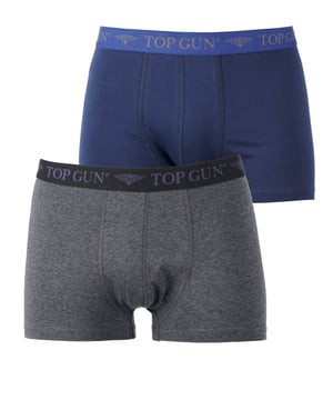 Die Boxershorts sind eng anliegend und besitzen an der Hüfte einen Gummizug mit Top Gun Logo. Hierbei handelt es sich um einen Doppelpack der in verschiedenen Farbkominationen erhältlich ist.