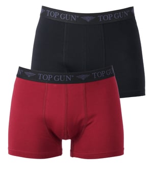 Die Boxershorts sind eng anliegend und besitzen an der Hüfte einen Gummizug mit Top Gun Logo. Hierbei handelt es sich um einen Doppelpack der in verschiedenen Farbkominationen erhältlich ist.