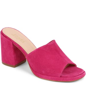 Slip into something a little more sophisticated with these leather mule sandals, boasting a luxurious suede upper and a just-right mid-height block heel. Perfect for weddings and elegant gatherings, these mules blend classic charm with contemporary chic, ensuring you step out in style.