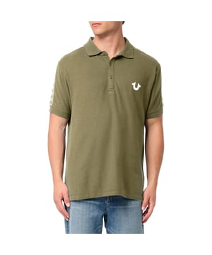 True Religion Mens Polo Shirt
Style Code:  107563
100% Cotton
Made in India
Signature Horseshoe on The Chest
Logo Trim Down The Shoulder Seam
Short Sleeve
Ribbed Collare & Sleeve
Soft Cotton Fabric
Regular Fit
Machine Washable
Split Side Hem
