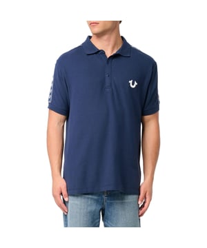 True Religion Mens Polo Shirt
Style Code:  107563
100% Cotton
Made in India
Signature Horseshoe on The Chest
Logo Trim Down The Shoulder Seam
Short Sleeve
Ribbed Collare & Sleeve
Soft Cotton Fabric
Regular Fit
Machine Washable
Split Side Hem
