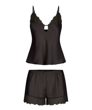 Satijnen top & short afgewerkt met kant.