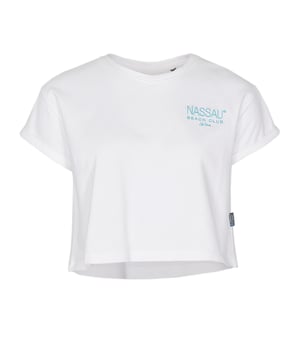 NB Logo Het Nassau Beach T-shirt biedt comfort en stijlvolle details. Met geborduurde letters op de borst en een geborduurd logo op de rug is het een echte blikvanger. De zachte, ademende stof maakt het comfortabel om te dragen, terwijl de klassieke snit het veelzijdig maakt. Ideaal voor ontspannen dagen of casual vrijetijdslooks - perfect voor iedereen die waarde hecht aan kwaliteit en geraffineerd design.