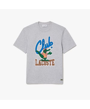 Unisex Lacoste Relaxed Fit Signature Print T-Shirt. Warm up your style: high-details and premium blends for authentic and enriched new silhouettes.- Relaxed fit, comfortable ease on body with lower shoulders.- Short sleeves t-shirt in our heavy jersey.- 3cm green crocodile at bottom of body.- Club Lacoste mascotte waterbase print at chest. Material: 100% Cotton. Ref: TH1533CCA.