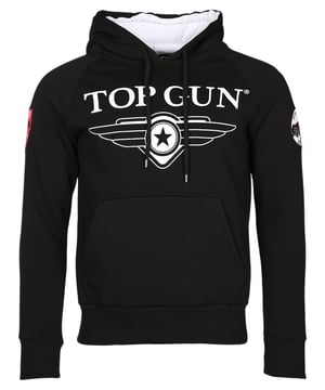 Der einzigartige Top Gun Stil spiegelt sich in diesem modernen Hoodie wieder. Er besitzt die typischen Patches auf dem Oberarm und das Logo-Print im Brustbereich.  Der elastische Strick am Ärmelabschluss und am Bund sorgen für eine ideale Passform. Der weiche Stoff und die große Fronttasche bieten zusätzlichen Komfort. Der Hoodie hat eine Kapuze mit Kordelzug.