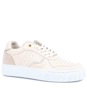 Our Norah lace-up trainers are all about playing with texture. Sculpted in smooth leather with perforated detailing across the vamp and sides, Norah features a suede tongue and heel overlay. Through a soft cushioned footbed, contrasted with a chunky ribbed toe bumper and shining eyelet hardware, Norah achieves perfect balance. Play with texture further by pairing Norah with all manner of materials - from chiffon to cotton, denim to velvet.