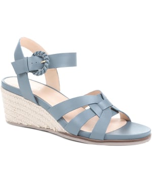 Step up your suave for those summer soirees with this beautifully feminine sandal, seated on a wedge for added comfort. With interwoven straps of leather and leather lining, you'll be on your feet in style all day with no problems.