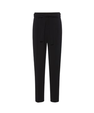 Womens HUGO Hereta Trousers in black.- Relaxed fit cropped trousers with a tapered leg - Zip and belted closure- Pleat at the front- 100% Polyester.  Machine washable.