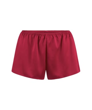 'Durf cerise te zijn'... Deze levendige kleur springt eruit in de collectie. Deze Franse broekjes zijn perfect om als set te dragen met de top boven je lingerie. De Franse broekjes zijn volledig van satijn en hebben een elastische tailleband.