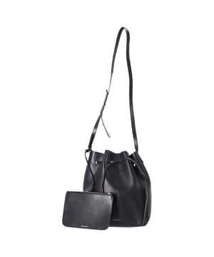 VINTAGE, RRP AS NEW
 The Mansur Gavriel Large Bucket Bag with Pouch in Black Leather is the epitome of understated luxury. Crafted from supple black leather, this spacious bag features a minimalist design with a sleek, cylindrical silhouette. The versatile bag comes with a detachable pouch for added organization, offering both style and practicality. With its smooth leather finish and timeless black color, this bag easily transitions from day to night, making it the perfect everyday accessory for the modern, fashion-conscious individual.

Styling Tip: Pair this elegant bucket bag with a tailored blazer and straight-leg trousers for a chic office look or opt for a flowy dress and ankle boots for a relaxed, weekend ensemble. Its simple design makes it easy to accessorize with bold jewelry or scarves, adding a personalized touch. The classic black leather ensures it complements almost any outfit, whether you're going for a polished or casual vibe.

Mansur Gavriel Large Bucket Bag with Pouch in Black Leather

Condition: Very good
Signs of wear: No retail tag, Minor sign of wear or markings., Lightly used but very well maintained. Minor creasing, light worn corners, light scratches.
Packaging: None
Color: Black
Material: Leather | leather
Size: One Size | One Size
Measurements: Width: 140; Height: 310; Length: 350; Strap length: 1100
SKU: TONPUDEBA457627W