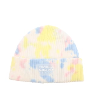 New Era Red Bull Racing Tie Dye Short Cuff Beanie in blue.- Knitted crown.- Upturned cuff.- Rubberised Oracle Red Bull Racing logo on front.- New Era Flag embroidered on left.- 100% Cotton.- Ref: 60435599