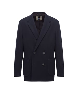 Men's BOSS x Russell Athletic Double-Breasted Jacket. Contemporary double-breasted jacket.- Cozy wool-blend fabric.- Boss x Russell co-branding details.- 45% Virgin Wool, 45% Polyacrylic, 8% Polyamide, 2% Elastane. Ref: 50463770410.