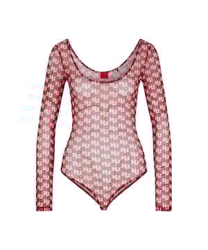 Women's Hugo Navara Bodysuit.- Longsleeve mesh body.- Round neck- Logo overprint. Machine washable. Material: 90% Polyester, 10% Elastane. Ref: 50474962977.