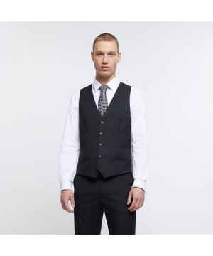 Skinny fit, V-neck, Sleeveless, Front welt pockets, Button fastening, Adjustable back fastening, Part of 3 piece suit, Made with at least 30% recycled polyester