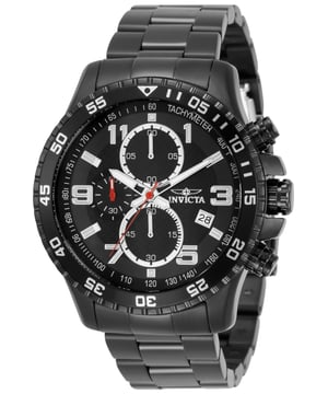 De Invicta 14880 heeft een roestvrijstalen horlogekast van 45 millimeter met een zwarte wijzerplaat.
Dit model wordt aangedreven door een accuraat Quartz uurwerk.
5 bar waterdicht.
Dit model is onderdeel van de Invicta Specialty collectie.

Inclusief 2 jaar garantie.