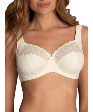 Anita Lucia Underwired Comfort Bra. Full cup bra with graphic floral embroidery, wide comfort straps and a supportive design. Product is recommended hand wash only.