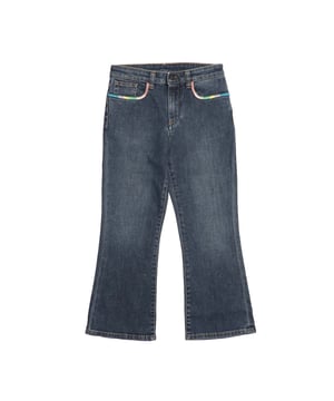 Medium Wash Embroidered Denim Jeans voor meisjes in blauw.- Gulp met rits en knoopsluiting.- 5-pocketmodel.- Veelkleurig borduursel op de rand van de zakken.- Bruin label met Palm Angels-logo in reliëf op de achterkant.- Flare it.- 98% Katoen 2% Elastan.- Ref: PGYB0010014584