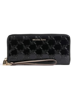 Diese stilvolle Brieftasche aus Lackleder mit Michael Kors-Logoprägung ist das ultimative All-in-One-Accessoire. Es verfügt über eine spezielle Tasche für Ihr Mobiltelefon und mehrere Kartenfächer für eine einfache Organisation. Tragen Sie dieses unverzichtbare Utensil auf Ihren Reisen oder Ihrem täglichen Weg zur Arbeit in einem Federmäppchen bei sich oder verwenden Sie es als Armband.

 Details:
 - Reißverschluss.
 - Polierte, goldfarbene Metallbeschläge.
 - Lacklederfutter.
 - 3 Innentaschen.
 - 1 Fach für Fotos oder Karten, 1 Fach für Scheine, 1 Fach für Münzen mit Reißverschluss.
 16 Kartenfächer
 - Abnehmbares Armband.
 - Präsentationsbox.

 Michael Kors zeichnet sich in jeder seiner Accessoire-Kollektionen durch eine starke Identität aus und bietet einen frischen Mix aus Trends, Farben und Silhouetten, die nie aus der Mode kommen, mit urbanem Stil und Haltung. Jede von Michael Kors entworfene Damenhandtasche ist ein erschwinglicher Luxus mit einem Hauch von modernem, unerwartetem und bequemem Glamour, der für jeden Anlass ein passendes Stück bietet.
 Maßnahmen: 21 cm x 11 cm x 2,5 cm
 Komposition: Kunstfaser
 Pflege:
Mit einem weichen, trockenen Tuch reinigen.
 Kontakt mit Wasser und Scheuermitteln vermeiden.
