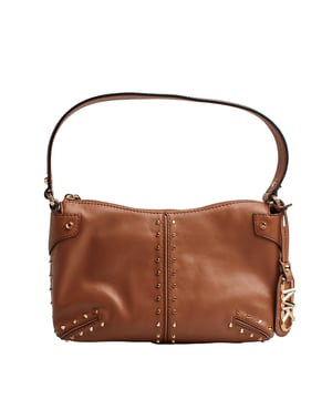 This Michael Kors shoulder bag combines clean lines and luxurious leather craftsmanship that reflect urban elegance, while distinctive stud details add a bold, modern touch.

 Details:
 - Accessory type: Shoulder bag.
 - Material: Cowhide.
 - Texture: Smooth with studs.
 - Hardware: Gold tone.
 - Interior details: Back zipper pocket and open front pocket.
 - Closure: Top zipper.
 - Michael Kors logo pendant.

 Each of Michael Kors' accessories collections boasts a strong identity, offering a fresh mix of trends, colors, and silhouettes that never go out of style, with urban style and attitude. Each women's shoulder bag designed by Michael Kors is an affordable luxury with a touch of modern, unexpected, and comfortable glamour, offering a piece for every occasion.
 Measures: 28 cm x 17 cm x 6.5 cm
 Composition: 100% Leather
 Care:
Clean with a soft, dry cloth.
 Avoid prolonged exposure to the sun and humidity.
 Avoid contact with liquids and rough surfaces.