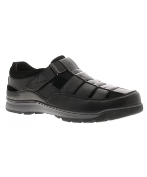 Hush Puppies Touch Close Heren Sandalen Rucker Leer Visserman Zwart. Leren Bovenwerk. Cambrelle Voering. Rubber Zool. Schoenen Sandalen.