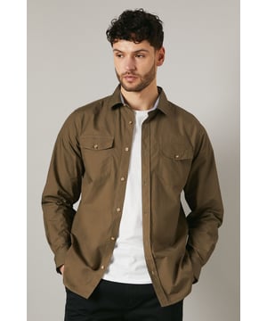 Versatile long sleeve shirt in poplin fabric
        Double chest pockets with button closures
        Classic collar and full-length button placket
        Adjustable cuffs for a customised fit
        Subtle brand detailing on the back yoke
    
    This Maine khaki poplin shirt is a wardrobe essential that seamlessly blends functionality with style. The double chest pockets add a utilitarian touch, perfect for those who appreciate practicality in their attire. Its versatile design makes it suitable for a range of casual occasions, from laid-back weekend brunches to family gatherings. Style it as seen on our model - pair it with dark trousers and white trainers for a smart-casual look that's effortlessly cool. For a more relaxed vibe, leave it unbuttoned over a plain white tee and combine with your favourite jeans. The adjustable cuffs allow you to roll up the sleeves for a more casual appearance or keep them buttoned for a neater finish. This shirt is a true chameleon in your wardrobe, easily dressed up or down to suit your needs, making it an indispensable piece for the modern British man.