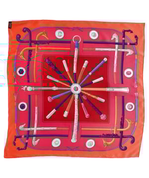 VINTAGE, RRP AS NEW
The Hermès Foulard Carré Cannes et Pommeaux Scarf in Multicolor Silk is a true work of art, featuring a vibrant, intricate design that exudes both elegance and whimsy. Crafted from luxurious silk, this square scarf is adorned with playful motifs inspired by the glamorous Cannes lifestyle and the elegance of pommels. The rich, multicolor palette adds a burst of color to any outfit, making it the perfect accessory to elevate your style.

Styling Tip: Wrap this statement scarf around your neck for a chic, polished look or tie it around your handbag for a touch of luxury. For a more playful style, wear it as a headscarf or belt it around your waist to add a pop of color and texture to your ensemble. Its vibrant hues and sophisticated design make it a versatile accessory, perfect for adding a dash of glamour to both casual and formal outfits.

Hermès Foulard Carré Cannes et Pommeaux Scarf in Multicolor Silk
Condition: Excellent
Signs of wear:  No sign of wear.
Packaging: None
Color: Multicolor 
Material: Satin | silk
Size: One Size | One Size
Measurements: Height: 650; Length: 650
SKU: NAPPUDEAC461485W