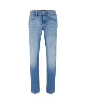 Men's Boss Delaware Jeans.- Soft handfeel due to left hand construction.- Light blue used vintage wash. Material: 99% Cotton, 1% Elastane. Ref: 50480185440.