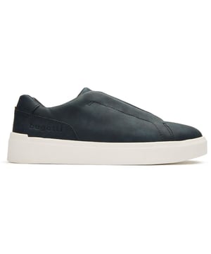 Mens blue Bugatti top gusset trainers, manufactured with leather and a leather sole. Featuring: top gusset, soft leather, cushioned insole and bugatti branding.