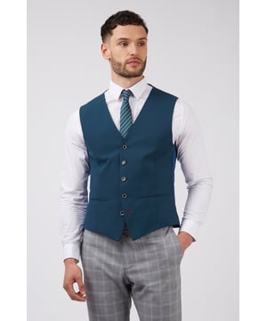 This teal waistcoat from the Antique Rogue range is the perfect piece to add a pop of colour to your formal wardrobe.