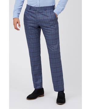 Overcheck Trouser by Antique Rogue. Plain front slim fit trousers with one hip pocket and slanted side pockets. Style with matching jacket and waistcoat.