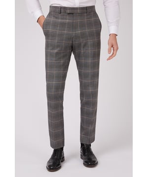 Check Trouser by Antique Rogue. Plain front slim fit trousers with one hip pocket and slanted side pockets. Style with matching jacket and waistcoat.