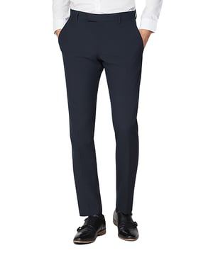Plain Slim Fit Suit Trousers by Limehaus. Limehaus is a true trendsetter in menswear, and this sophisticated Plain slim fit trouser is no exception. Designed with a plain front and zip fly and button fastening, these trousers boast a contemporary twist on traditional style. Pair with the matching jacket and waistcoat, the perfect look for any occasion.