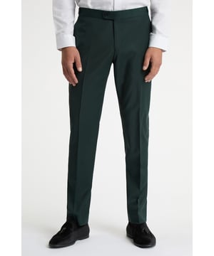 With roots tracing back to London's iconic Savile Row, Alexandre of England was established over a century ago, and it now holds the Royal Warrant from Queen Elizabeth II.Recapturing classic British tailoring with a modern spin, this Alexandre of England tuxedo trouser is tailored to perfection. Crafted from luxurious wool blend for guaranteed comfort and style at your next event, this piece features slanted side pockets with one hip pocket.With button through side adjusters, you're sure to impress at any occasion when you pair this piece with its matching tuxedo jacket.